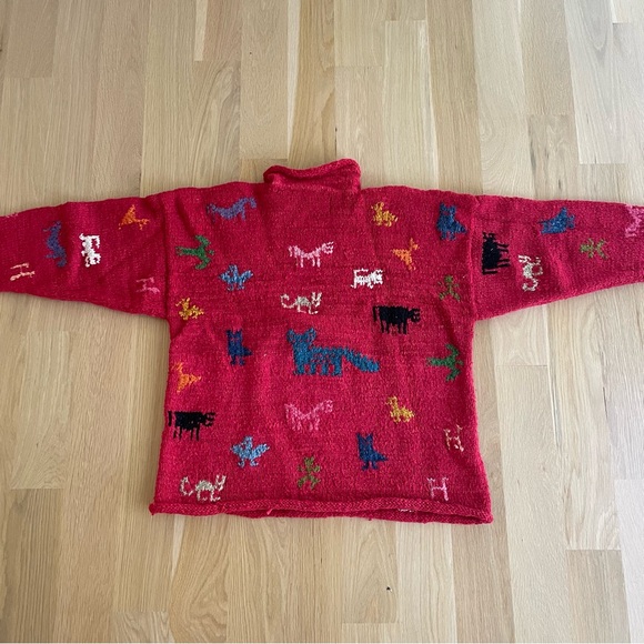 Vintage Planet Earth Imports Red Wool Mock-neck - Picture 3 of 3